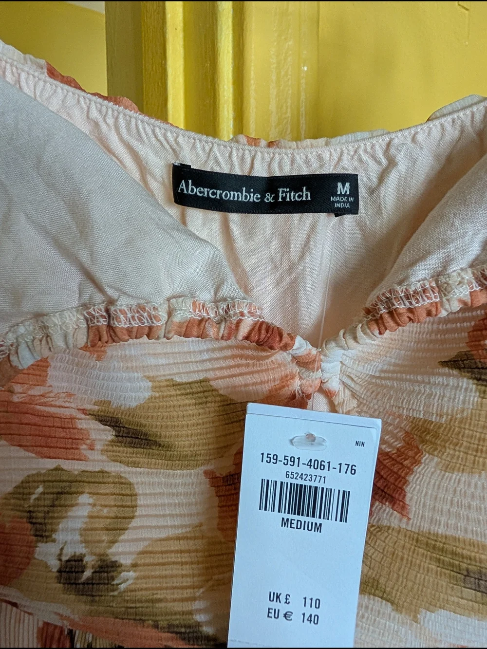 Abercrombie & Fitch Peach Floral Strapless Maxi Dress